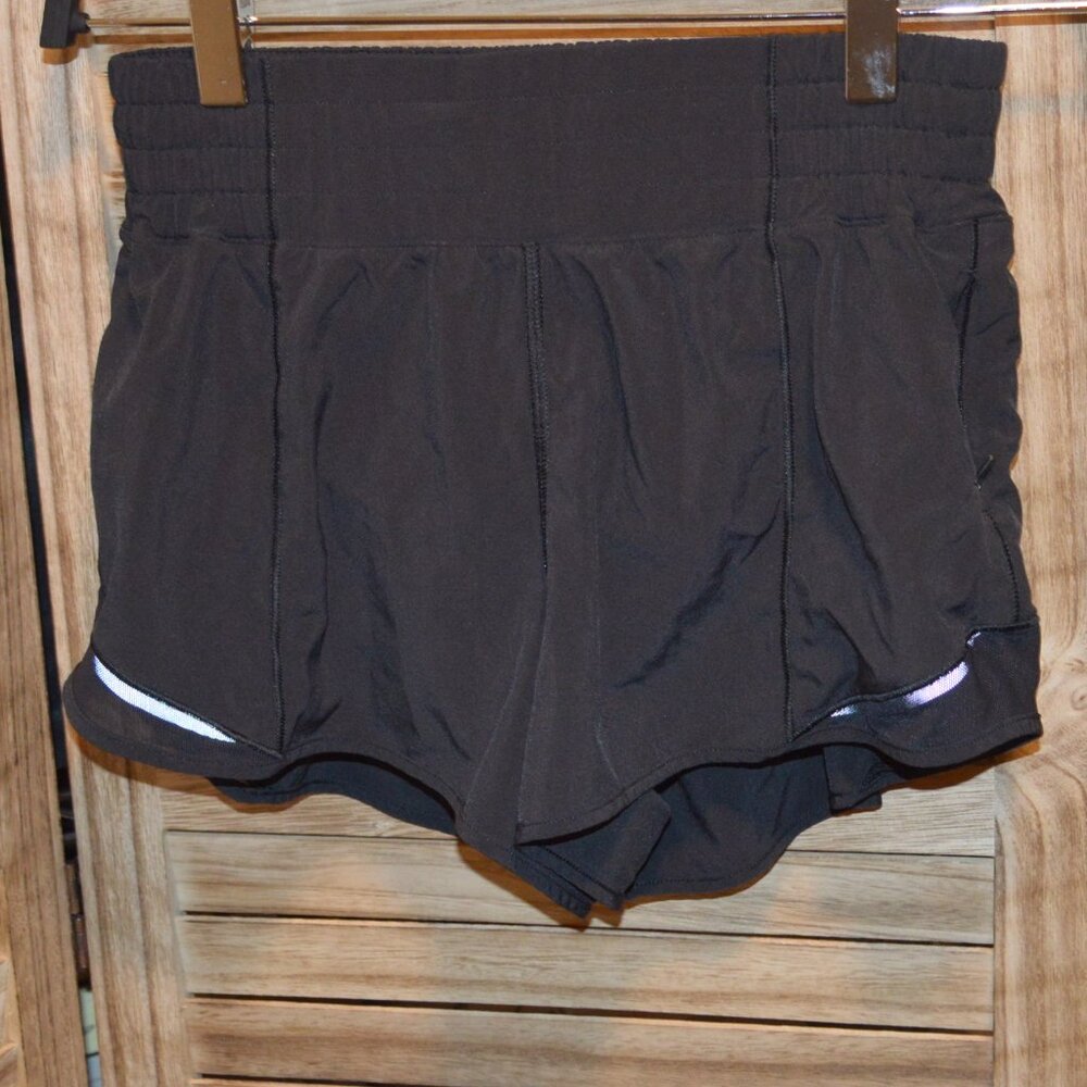 Lululemon 4 Black Running Shorts w/Attached Panty Mesh Trim